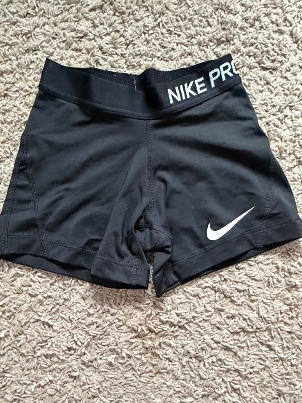 Nike Black Pro Compression Bike Shorts with White Swoosh